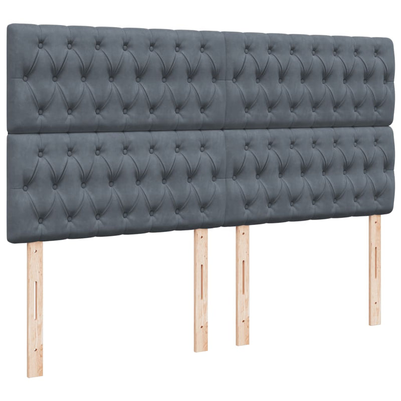 vidaXL sötétszürke bársony rugós ágy matraccal 200x200 cm