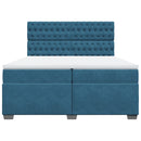 vidaXL kék bársony rugós ágy matraccal 200x200 cm