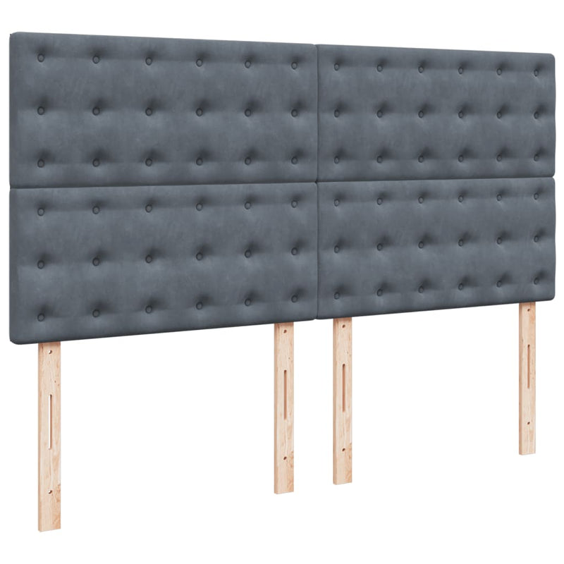 vidaXL sötétszürke bársony rugós ágy matraccal 200x200 cm