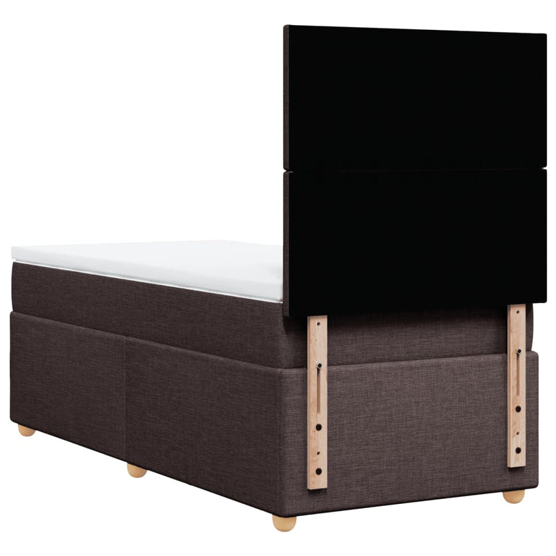 vidaXL sötétbarna szövet rugós ágy matraccal 80 x 200 cm