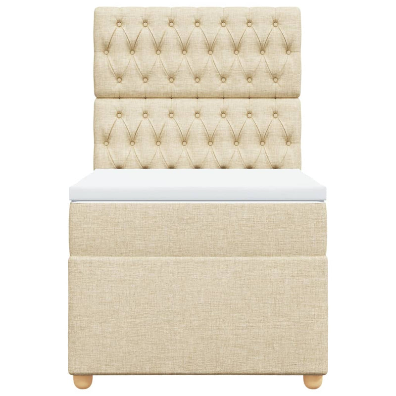 vidaXL krémszínű szövet rugós ágy matraccal 80 x 200 cm