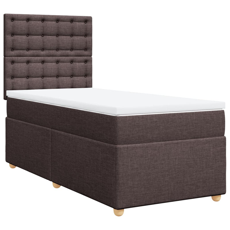 vidaXL sötétbarna szövet rugós ágy matraccal 80 x 200 cm
