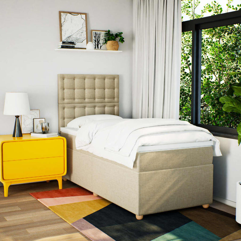 vidaXL krémszínű szövet rugós ágy matraccal 80 x 200 cm