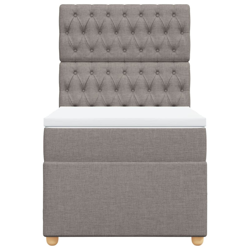 vidaXL tópszínű szövet rugós ágy matraccal 90 x 190 cm