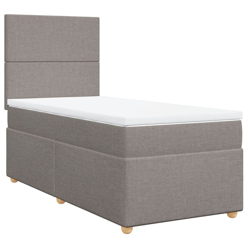 vidaXL tópszínű szövet rugós ágy matraccal 90 x 200 cm
