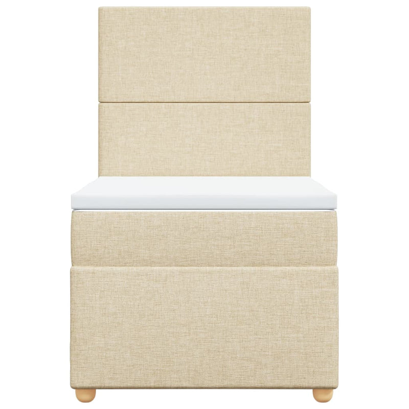 vidaXL krémszínű szövet rugós ágy matraccal 90 x 200 cm