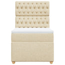 vidaXL krémszínű szövet rugós ágy matraccal 90 x 200 cm