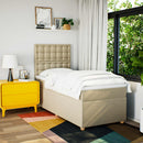 vidaXL krémszínű szövet rugós ágy matraccal 90 x 200 cm