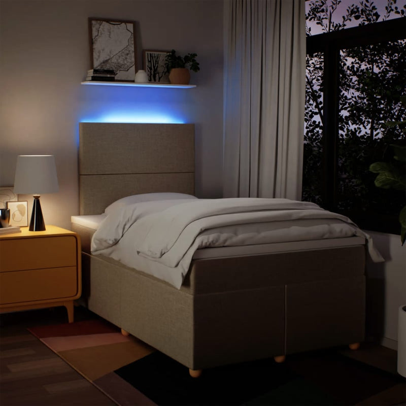 vidaXL krémszínű szövet rugós ágy matraccal 120 x 190 cm