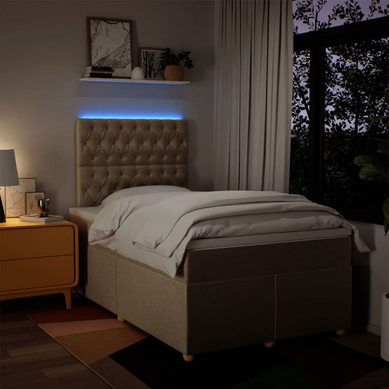 vidaXL krémszínű szövet rugós ágy matraccal 120 x 190 cm