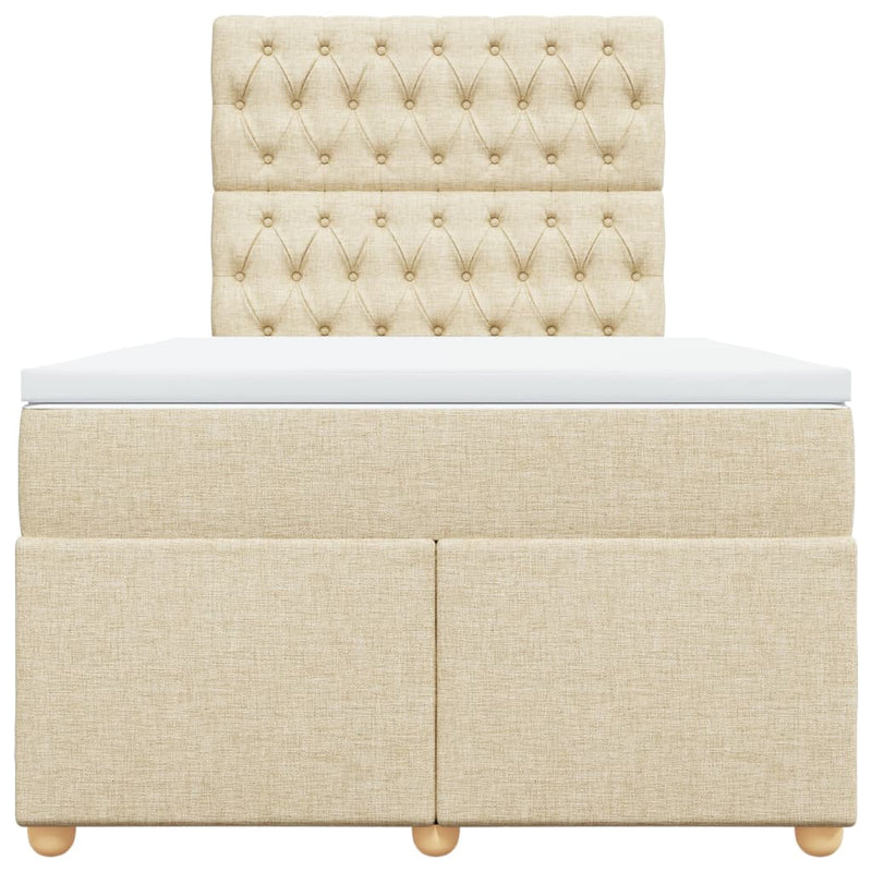 vidaXL krémszínű szövet rugós ágy matraccal 120 x 190 cm