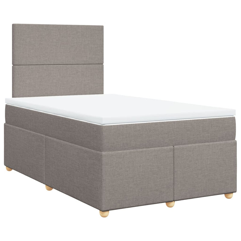 vidaXL tópszínű szövet rugós ágy matraccal 120 x 200 cm