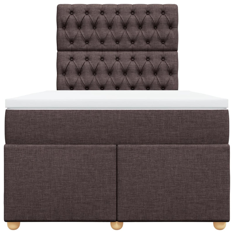 vidaXL sötétbarna szövet rugós ágy matraccal 120 x 200 cm