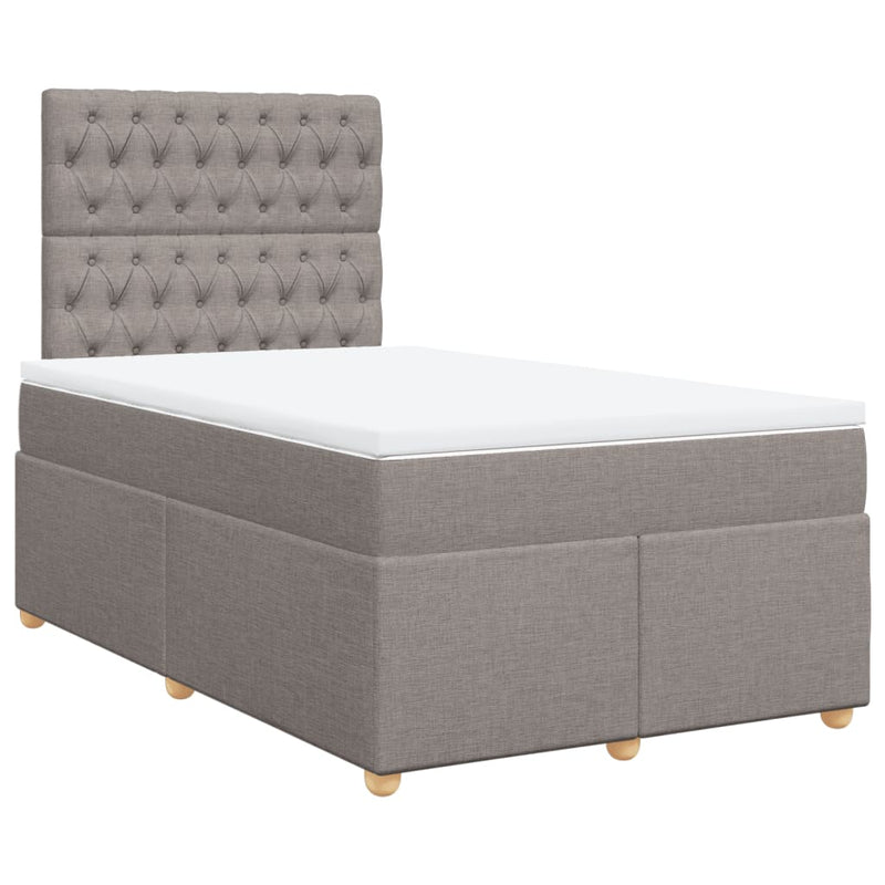 vidaXL tópszínű szövet rugós ágy matraccal 120 x 200 cm