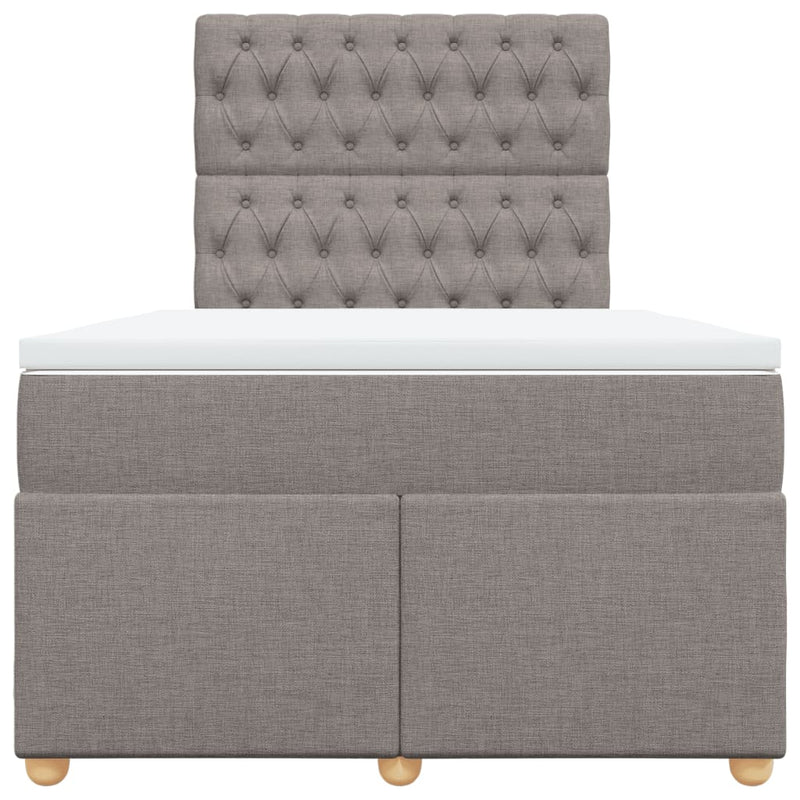 vidaXL tópszínű szövet rugós ágy matraccal 120 x 200 cm