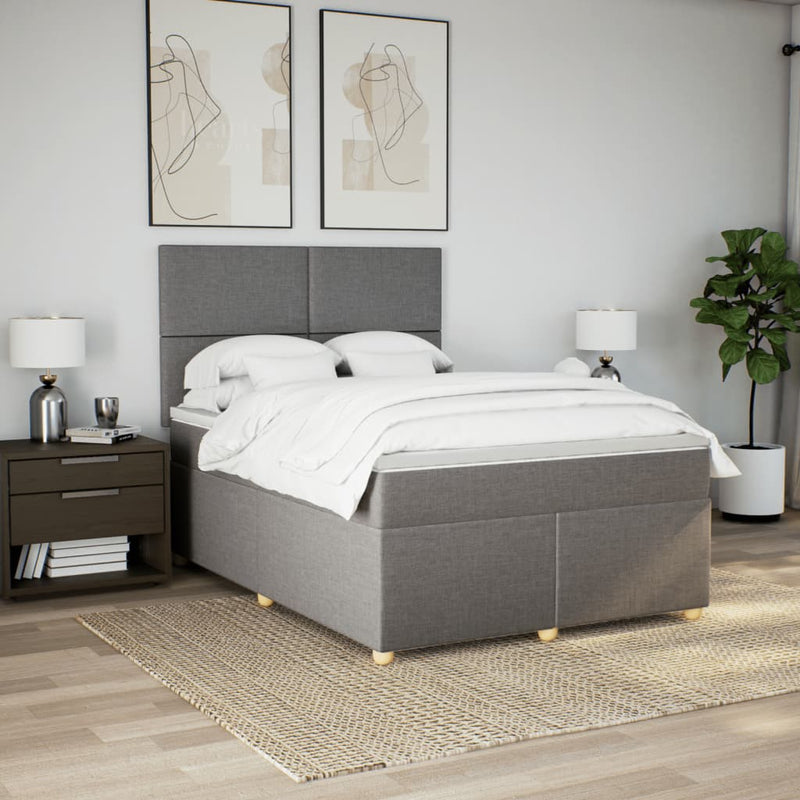 vidaXL tópszínű szövet rugós ágy matraccal 140 x 190 cm