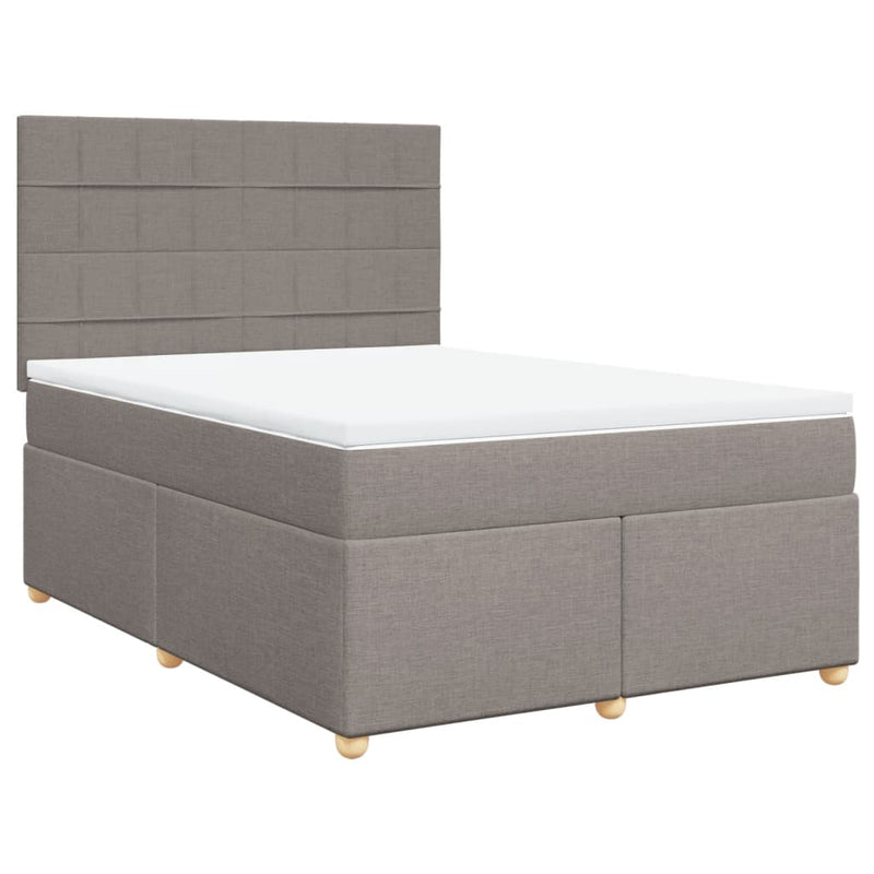 vidaXL tópszínű szövet rugós ágy matraccal 140 x 190 cm