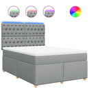 vidaXL világosszürke szövet rugós ágy matraccal 140 x 190 cm