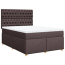 vidaXL sötétbarna szövet rugós ágy matraccal 140 x 190 cm