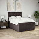 vidaXL sötétbarna szövet rugós ágy matraccal 140 x 190 cm