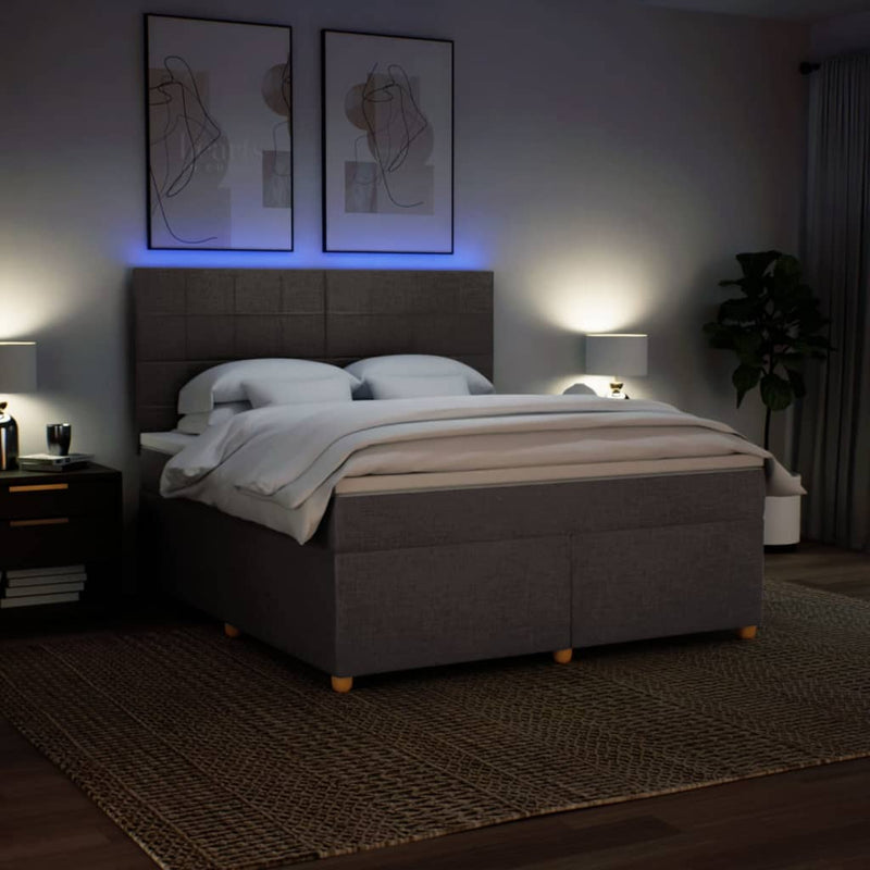 vidaXL tópszínű szövet rugós ágy matraccal 180 x 200 cm