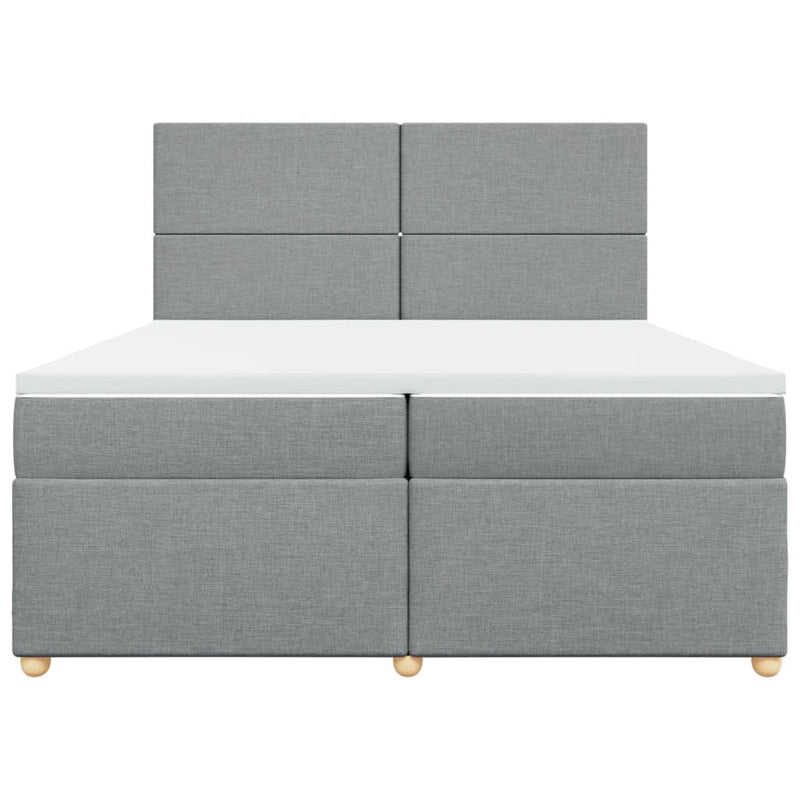 vidaXL világosszürke szövet rugós ágy matraccal 200 x 200 cm