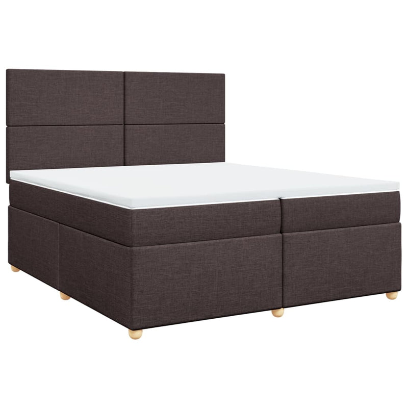 vidaXL sötétbarna szövet rugós ágy matraccal 200 x 200 cm