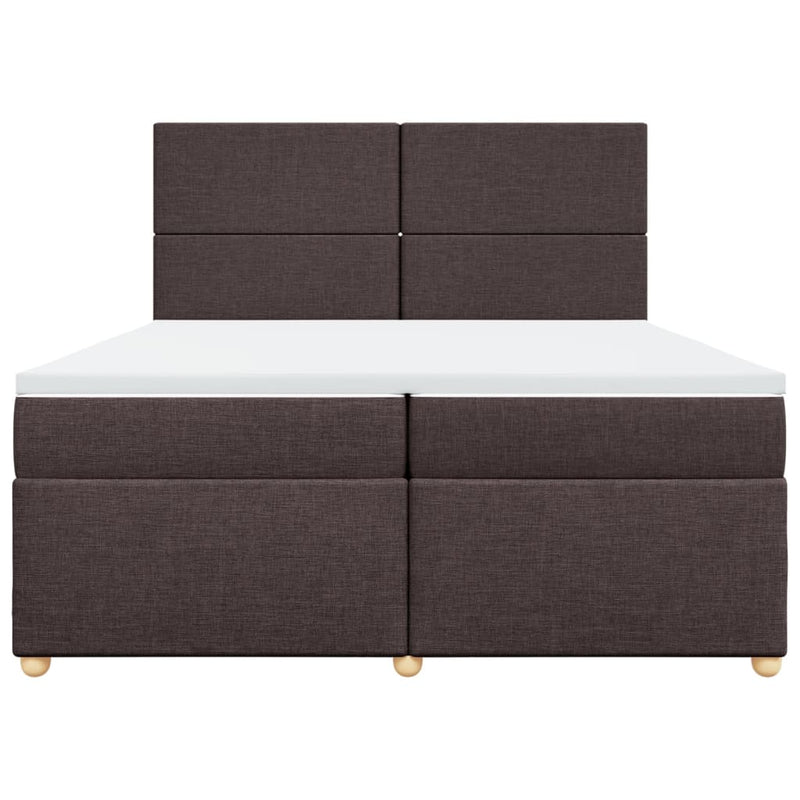 vidaXL sötétbarna szövet rugós ágy matraccal 200 x 200 cm