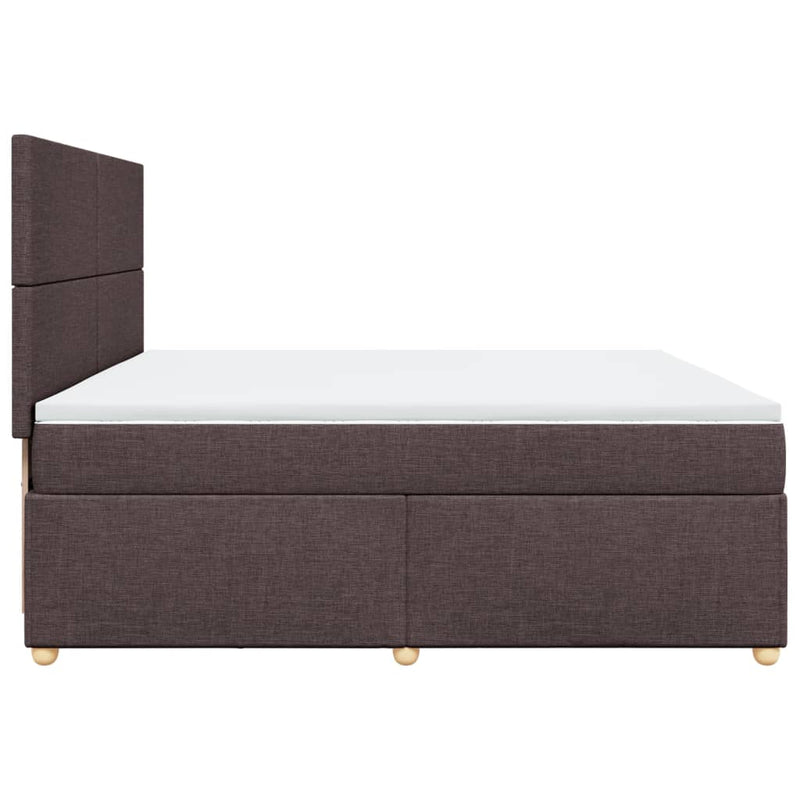vidaXL sötétbarna szövet rugós ágy matraccal 200 x 200 cm