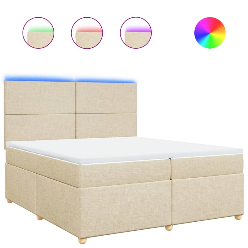 vidaXL krémszínű szövet rugós ágy matraccal 200 x 200 cm
