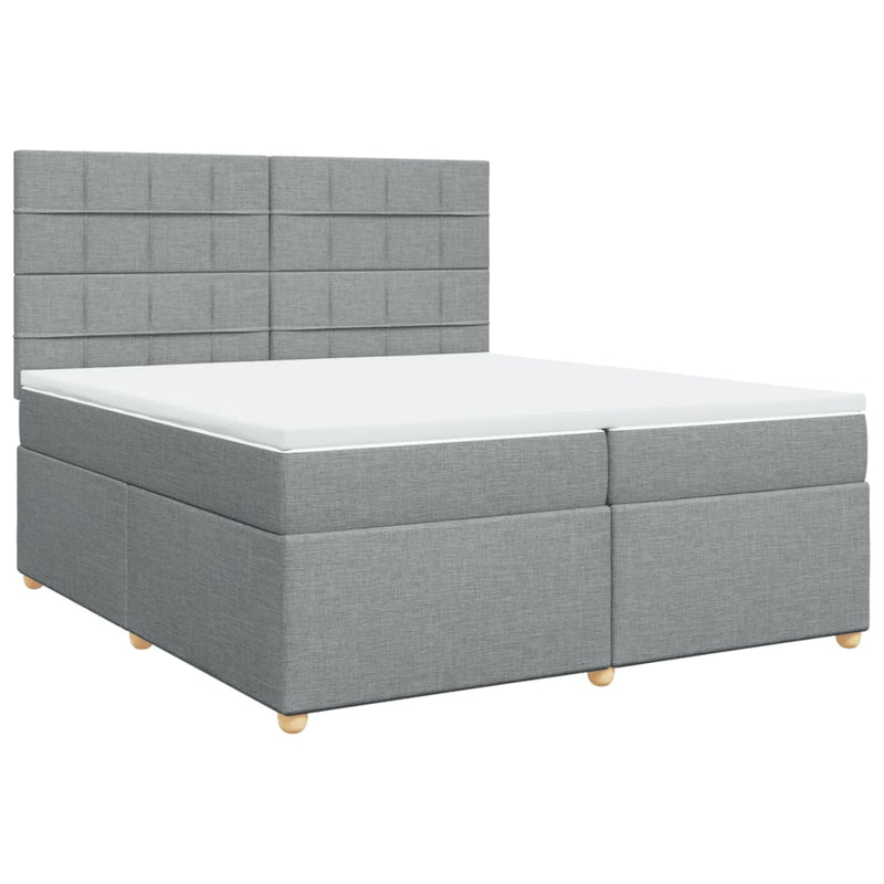 vidaXL világosszürke szövet rugós ágy matraccal 200 x 200 cm
