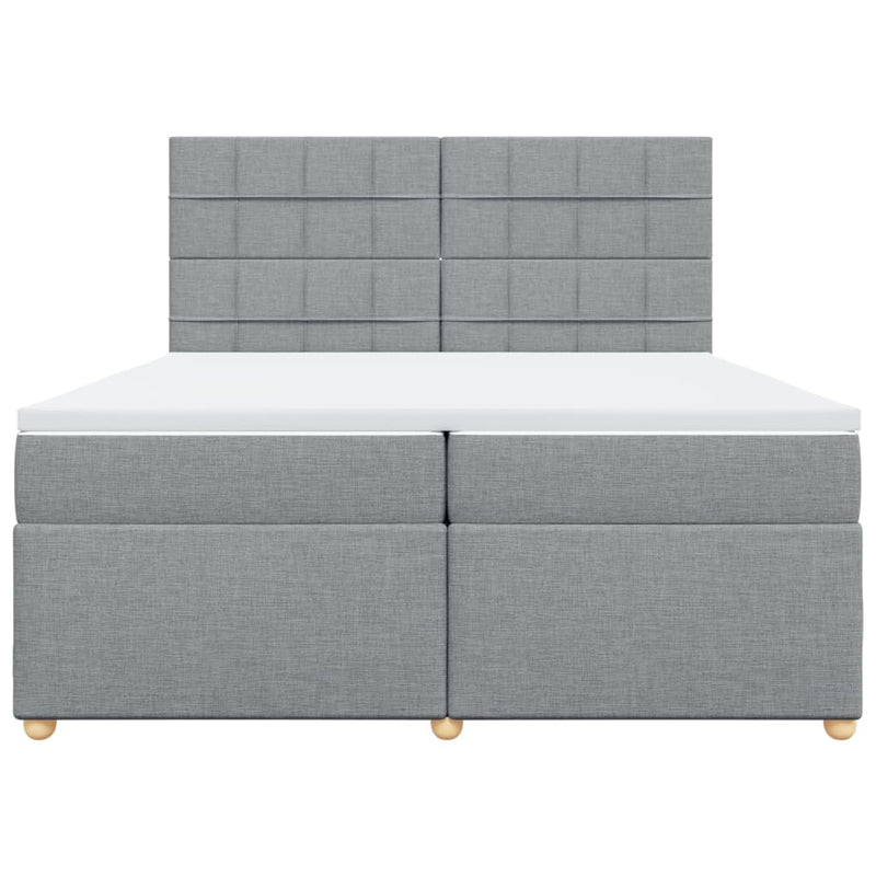 vidaXL világosszürke szövet rugós ágy matraccal 200 x 200 cm