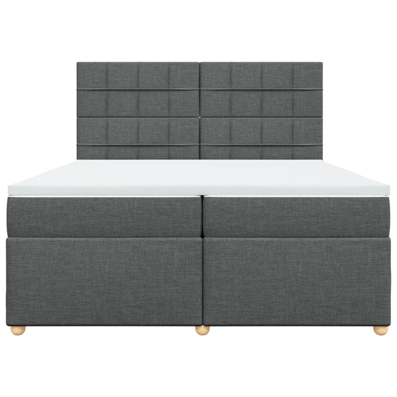 vidaXL sötétszürke szövet rugós ágy matraccal 200 x 200 cm