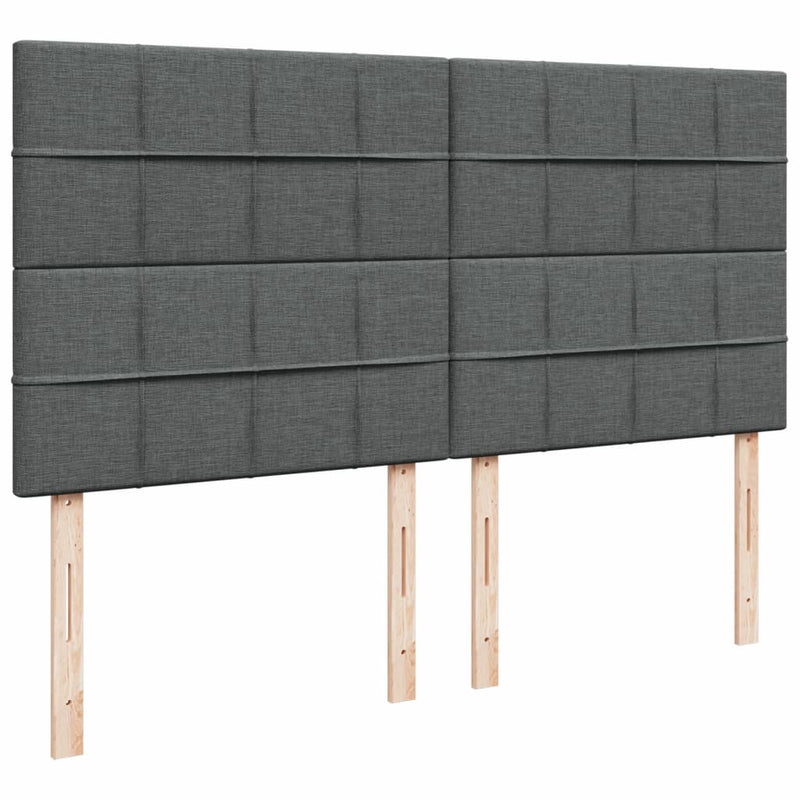vidaXL sötétszürke szövet rugós ágy matraccal 200 x 200 cm