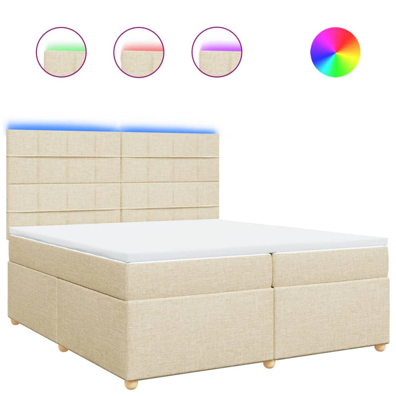 vidaXL krémszínű szövet rugós ágy matraccal 200 x 200 cm