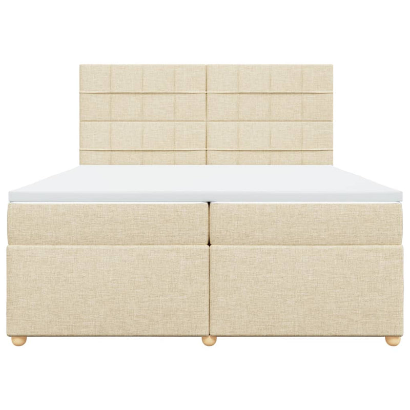 vidaXL krémszínű szövet rugós ágy matraccal 200 x 200 cm