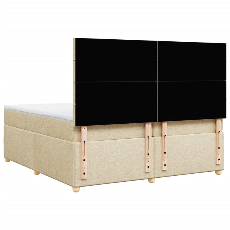 vidaXL krémszínű szövet rugós ágy matraccal 200 x 200 cm