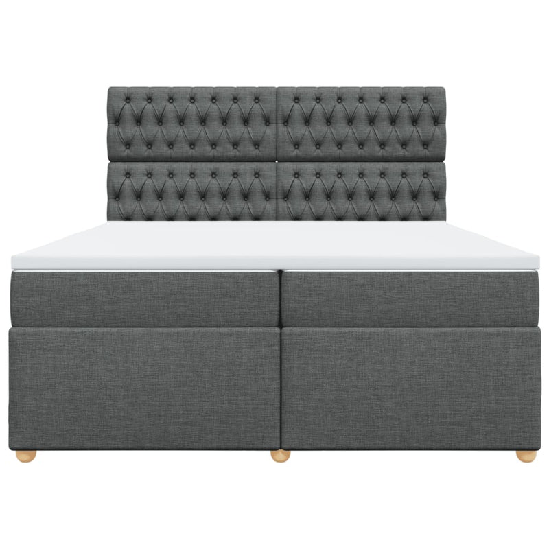 vidaXL sötétszürke szövet rugós ágy matraccal 200 x 200 cm