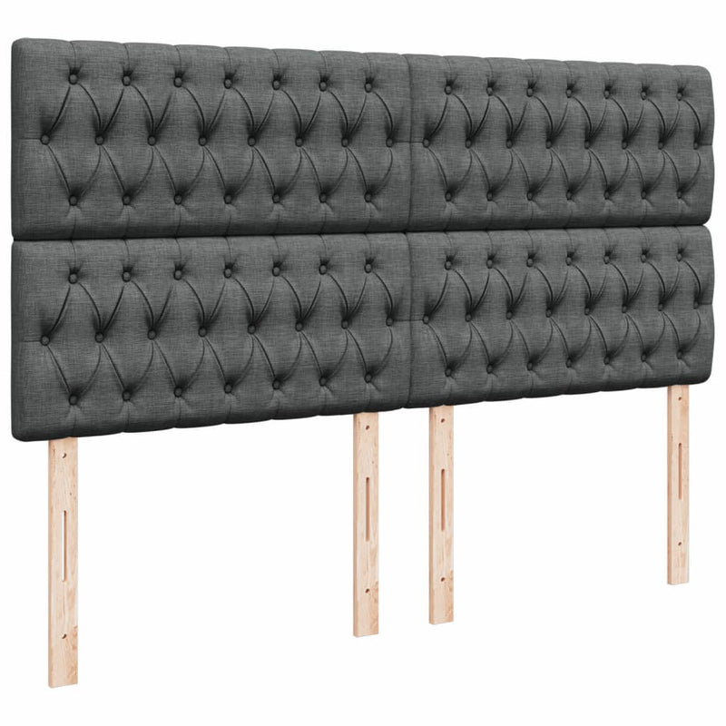 vidaXL sötétszürke szövet rugós ágy matraccal 200 x 200 cm