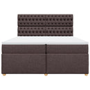 vidaXL sötétbarna szövet rugós ágy matraccal 200 x 200 cm