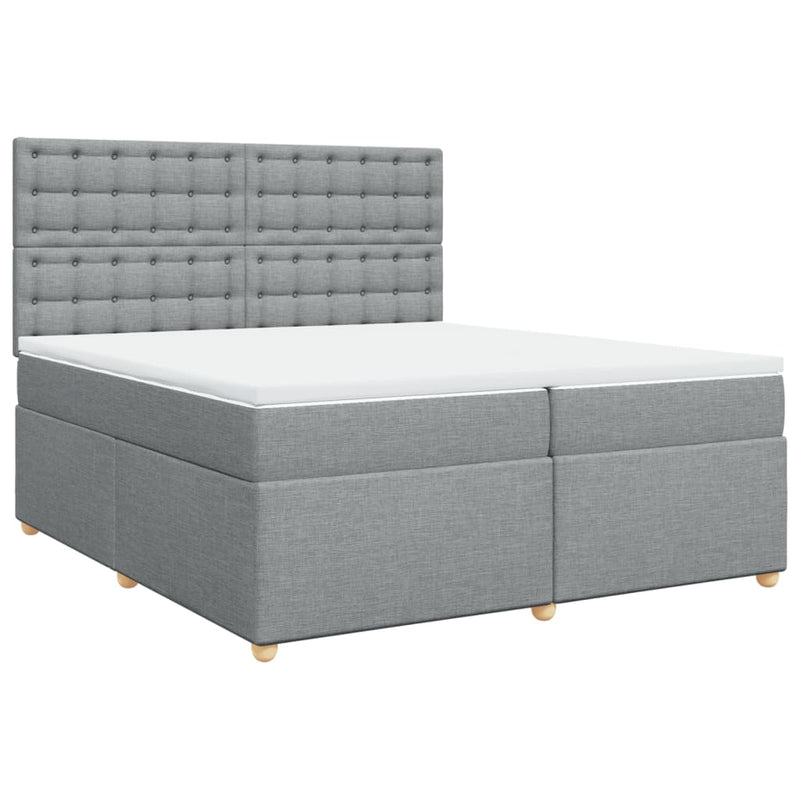 vidaXL világosszürke szövet rugós ágy matraccal 200 x 200 cm