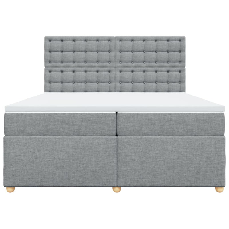 vidaXL világosszürke szövet rugós ágy matraccal 200 x 200 cm