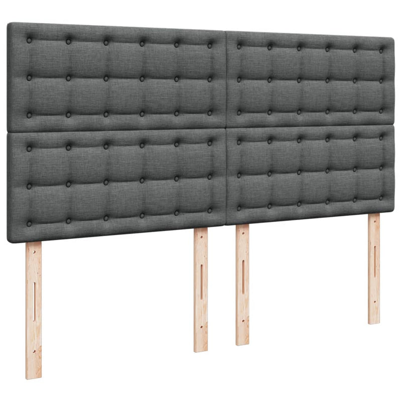 vidaXL sötétszürke szövet rugós ágy matraccal 200 x 200 cm