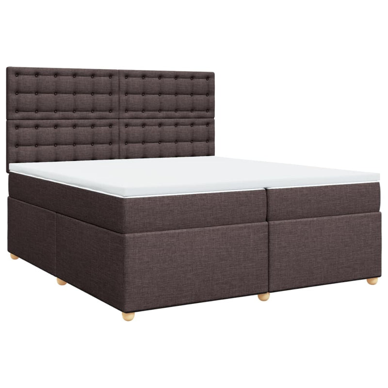 vidaXL sötétbarna szövet rugós ágy matraccal 200 x 200 cm