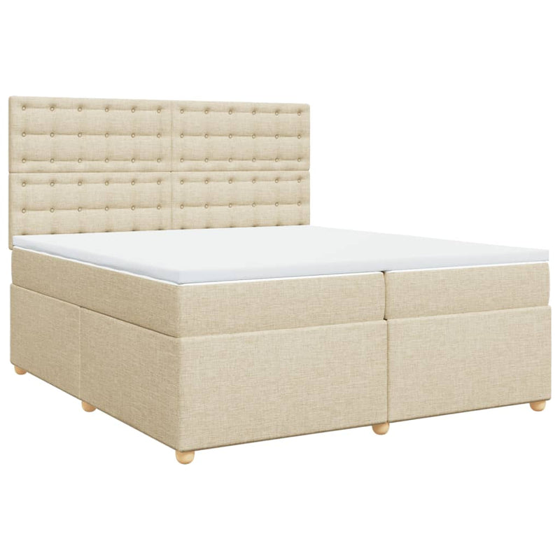 vidaXL krémszínű szövet rugós ágy matraccal 200 x 200 cm