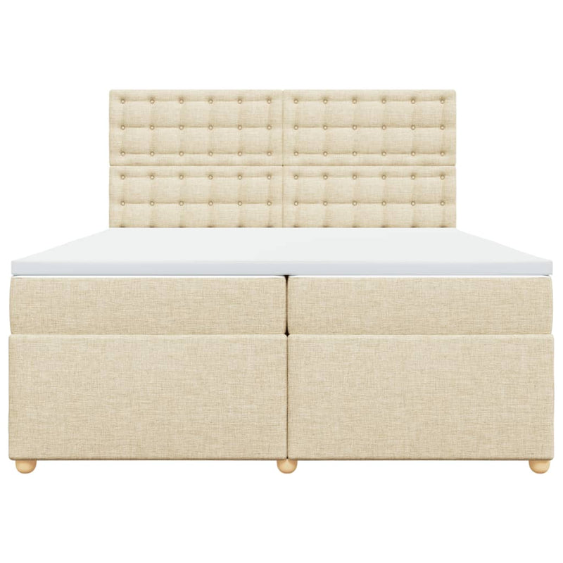 vidaXL krémszínű szövet rugós ágy matraccal 200 x 200 cm