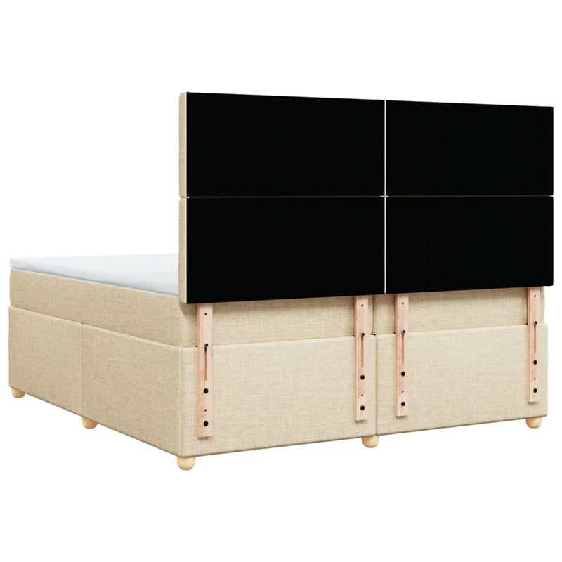 vidaXL krémszínű szövet rugós ágy matraccal 200 x 200 cm