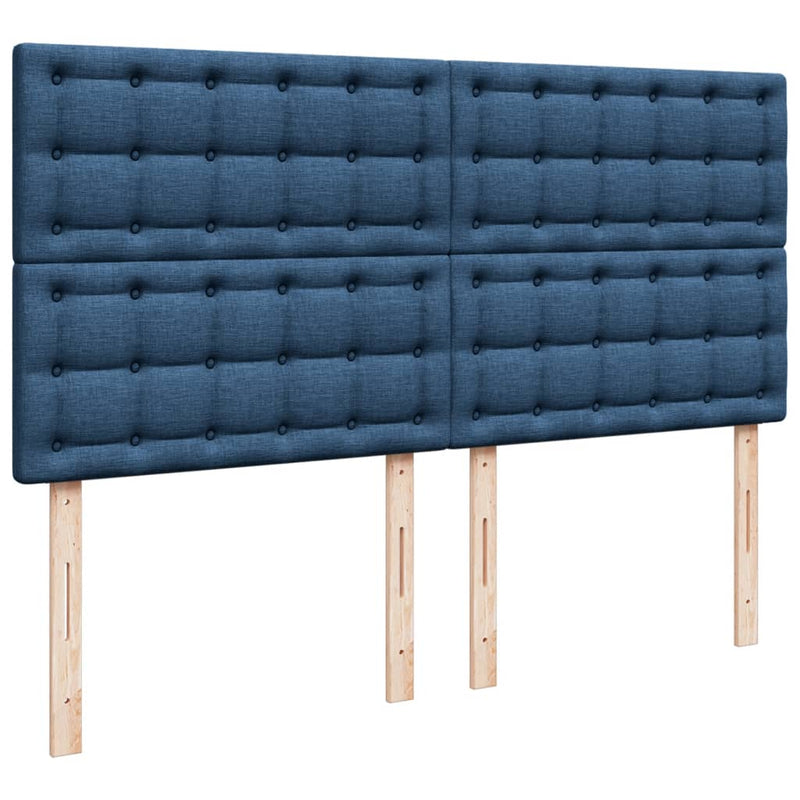 vidaXL kék szövet rugós ágy matraccal 200 x 200 cm
