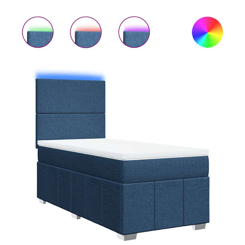 vidaXL kék szövet rugós ágy matraccal 80 x 200 cm