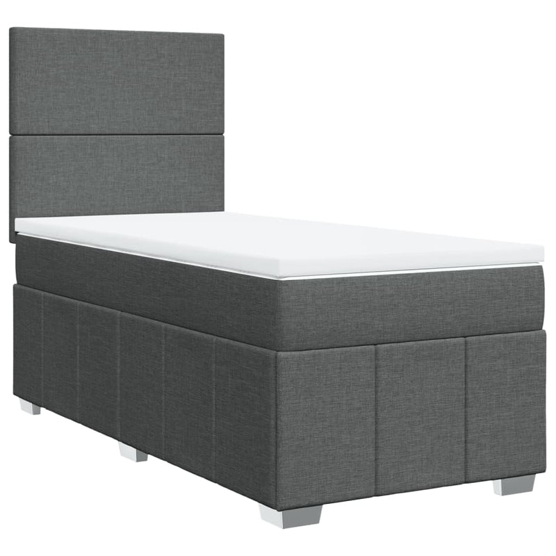 vidaXL sötétszürke szövet rugós ágy matraccal 100 x 200 cm